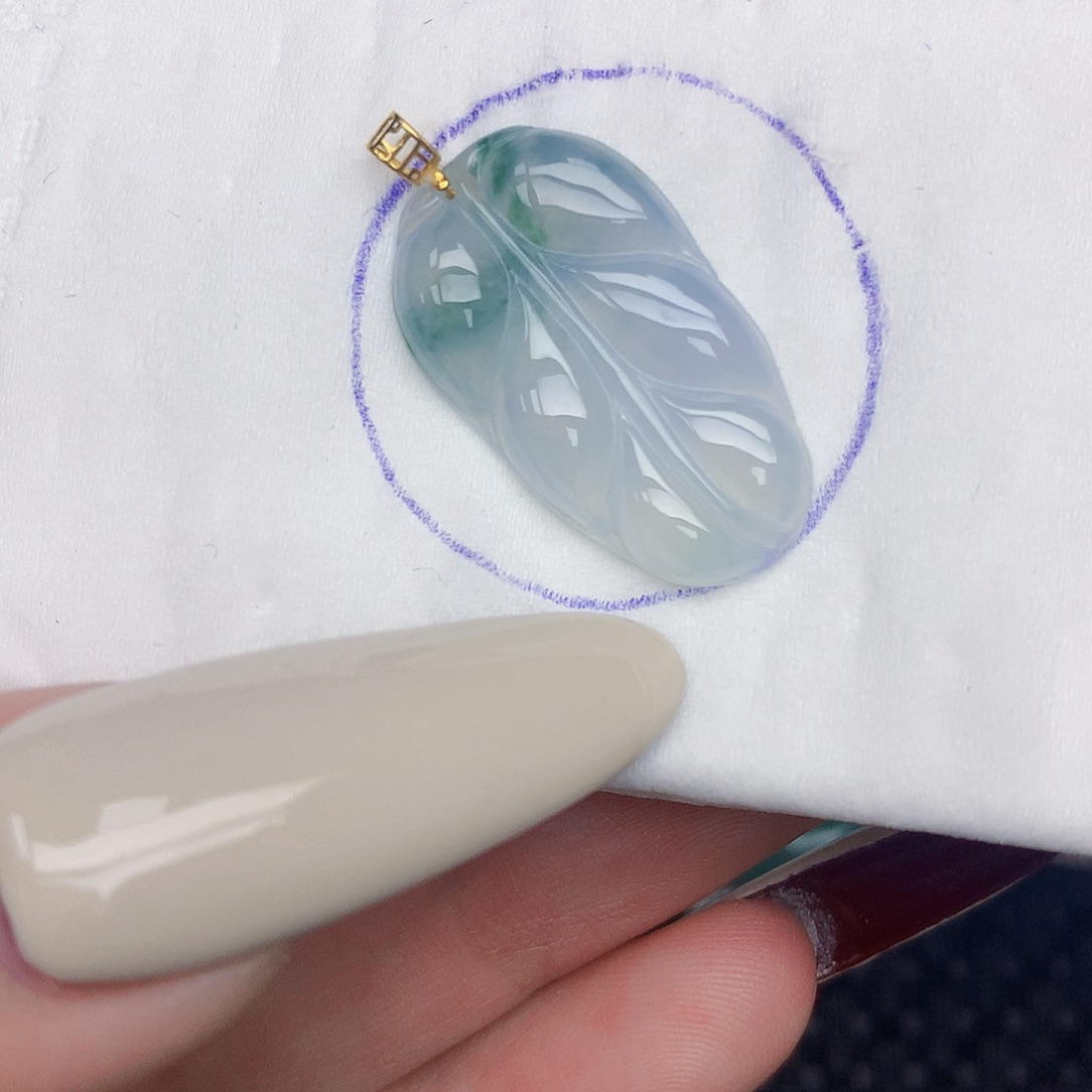 翡翠18K金镶嵌颈饰天然缅甸翡翠a货百元以上9元证书费自理