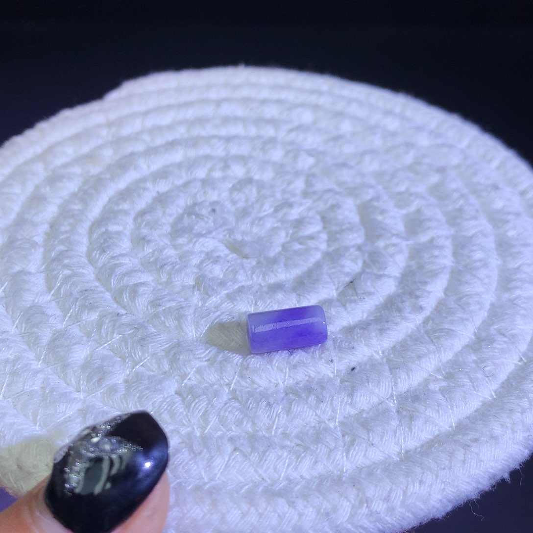 散珠翡翠天然缅甸翡翠桶珠卡10.9厚5.6飘紫