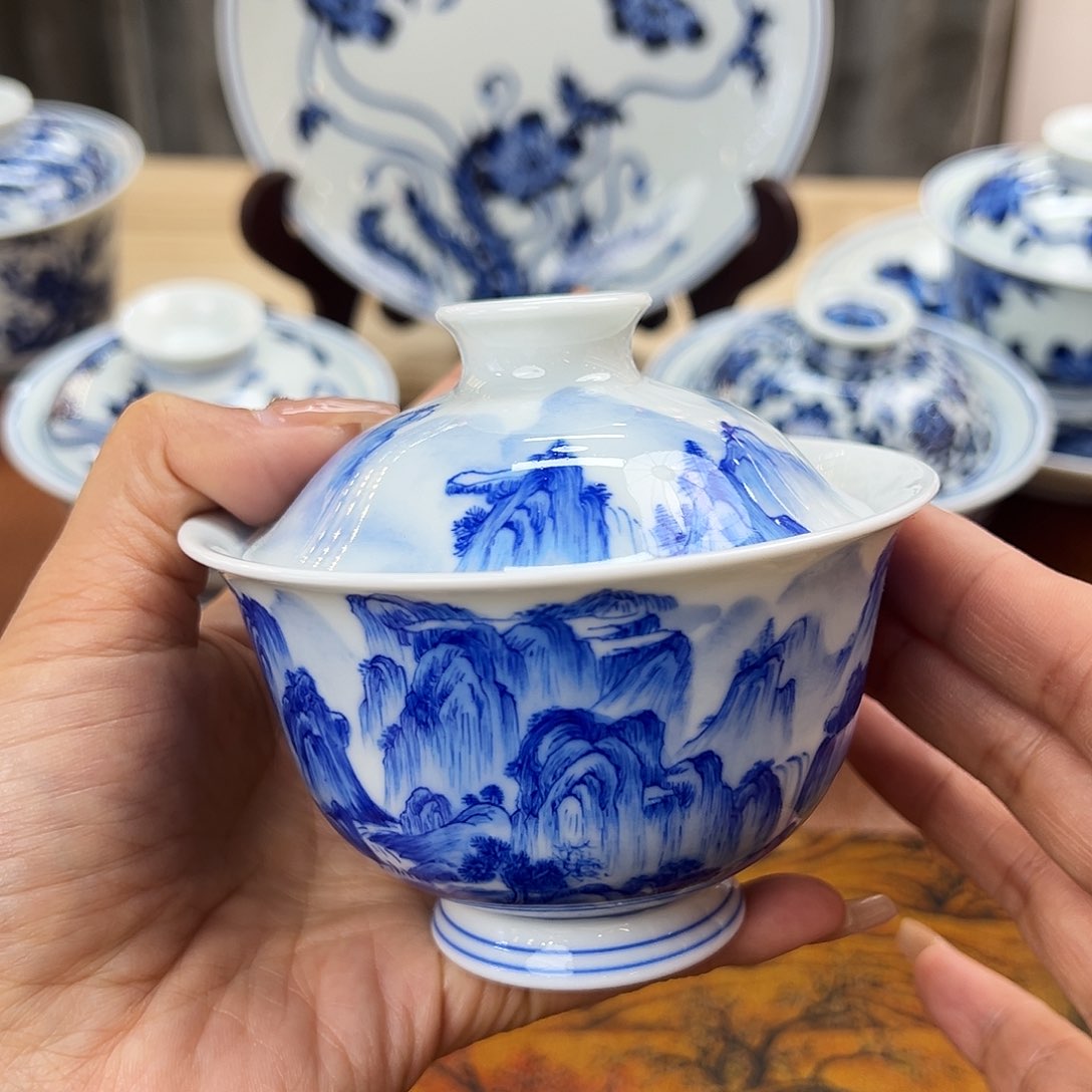 杯景德镇手绘盖碗