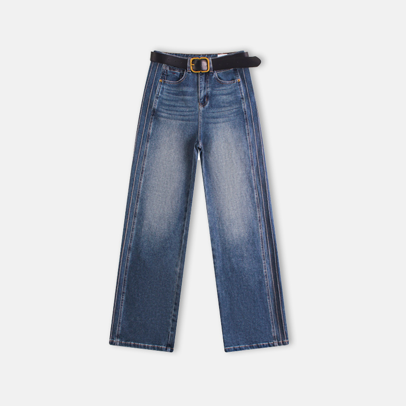 侧缝特种绣阔脚直筒裤LW5633