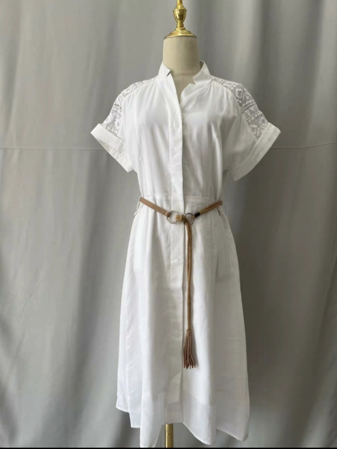 夏季新款显瘦宽松老钱风法式女士连衣裙，腰带随机