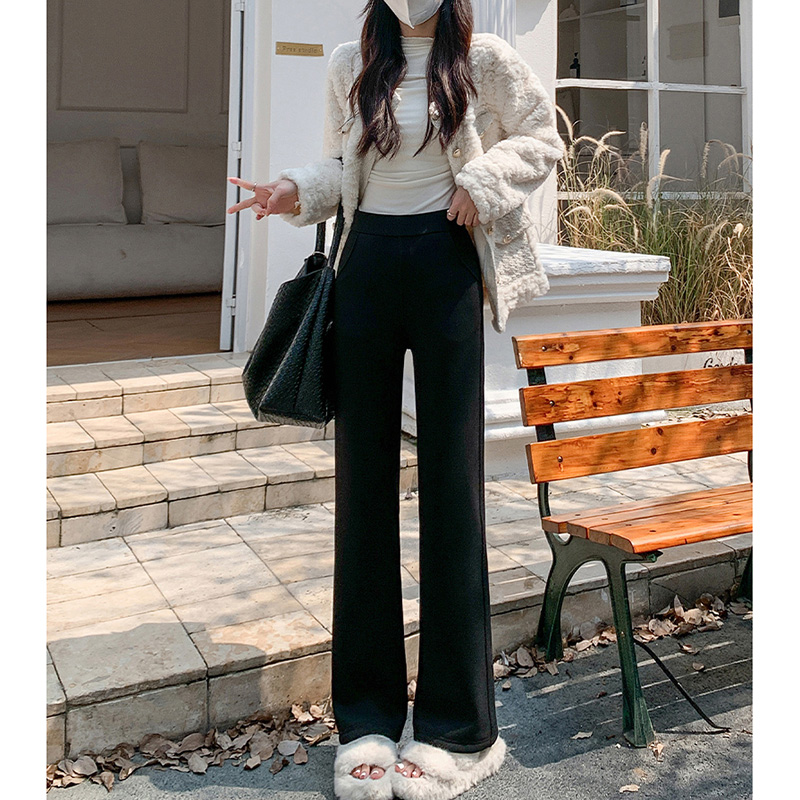 （气质垂感直筒裤）833秋冬时尚显瘦高腰加绒保暖美腿裤直筒裤G