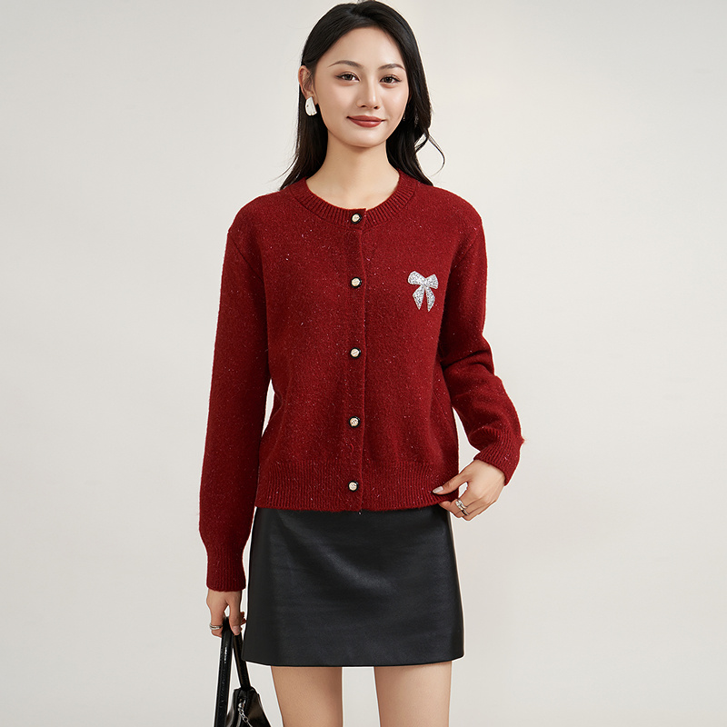 小香风休闲风时尚套装提花秋季女士气质复古毛衫短款YA25104W513