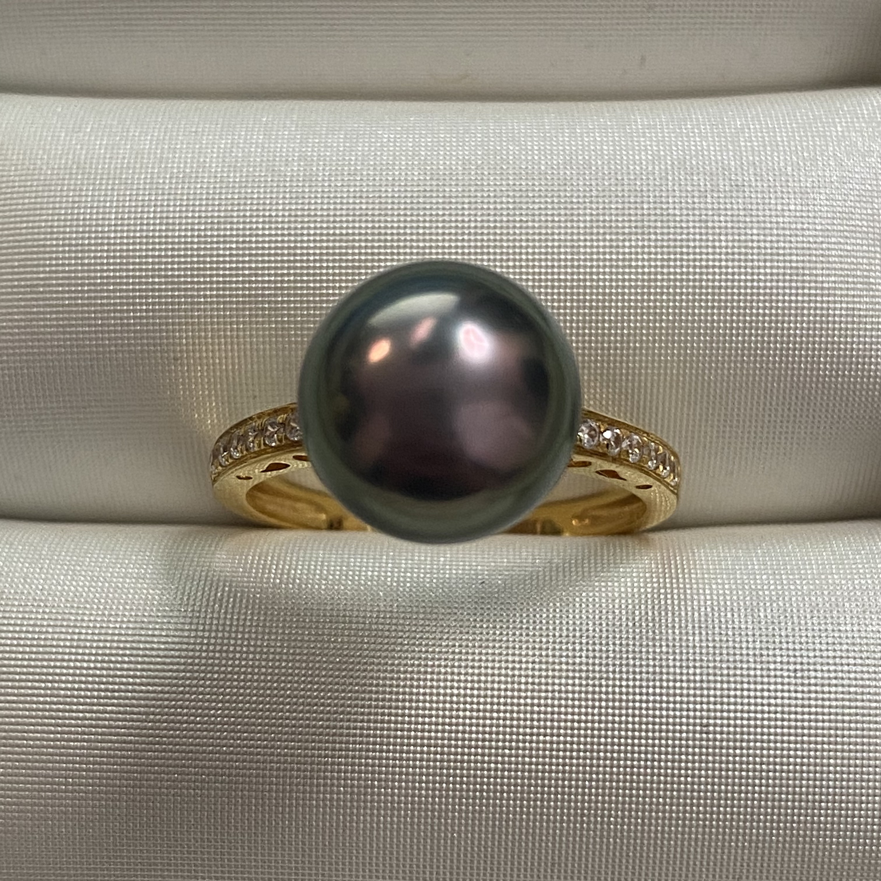 海水大溪地戒指10-11mm18K金镶戒指时尚