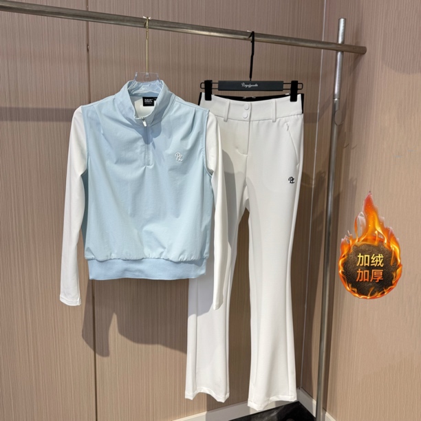 高尔夫服装女秋冬加绒假两件保暖防风弹力高尔夫长袖高尔夫长裤女