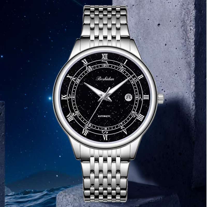 【安总补贴】时尚大气暗夜星辰日历夜光防水男士手表9126G通用