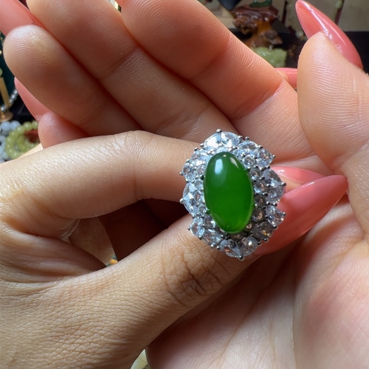 和田玉（碧玉）颈饰银S925镶嵌