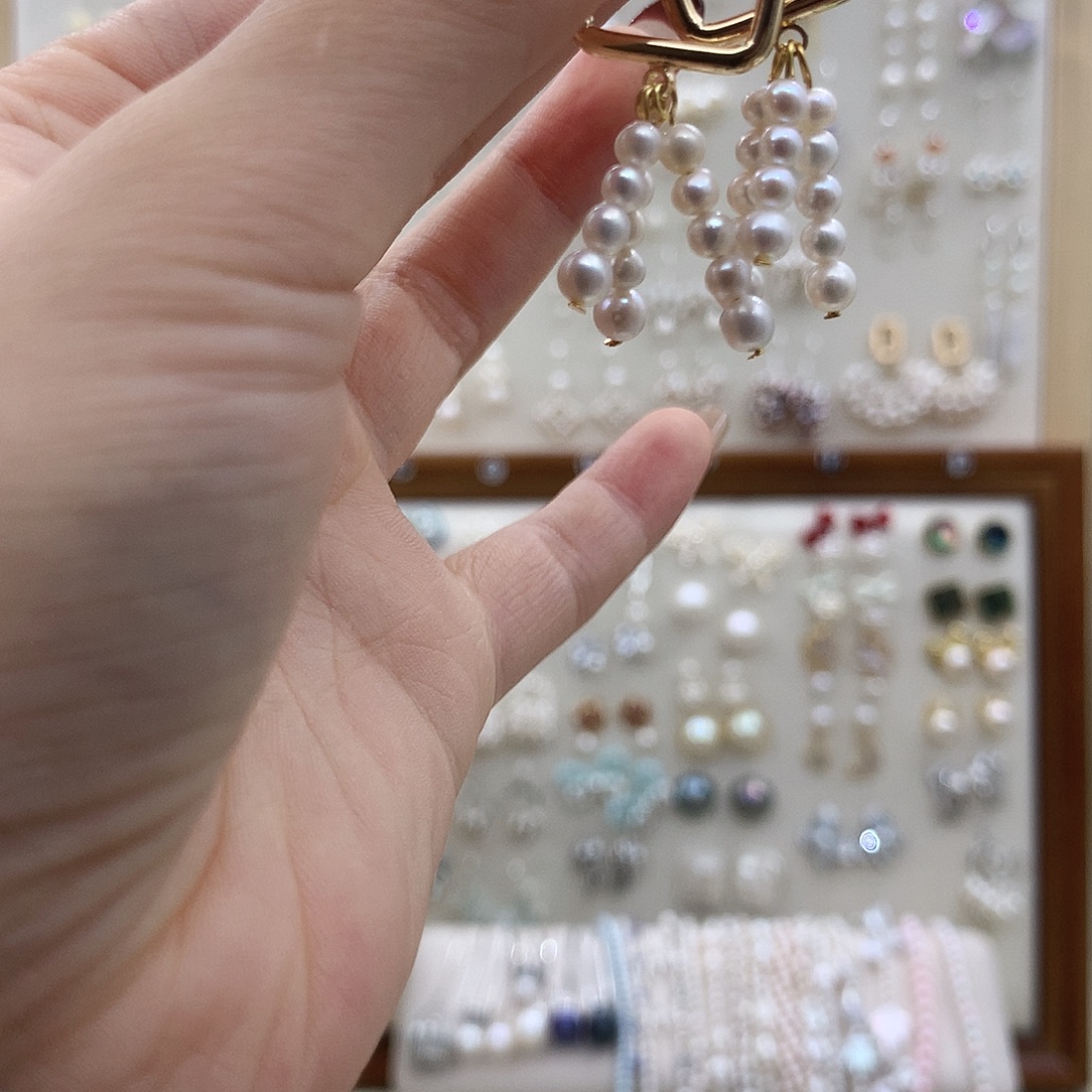 淡水珍珠耳饰银S925镶嵌