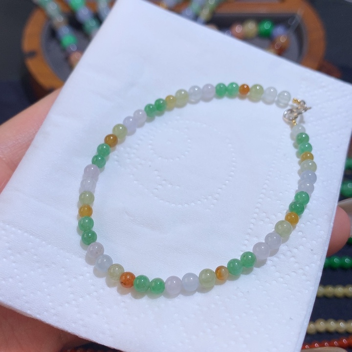 翡翠散珠糖果手串
