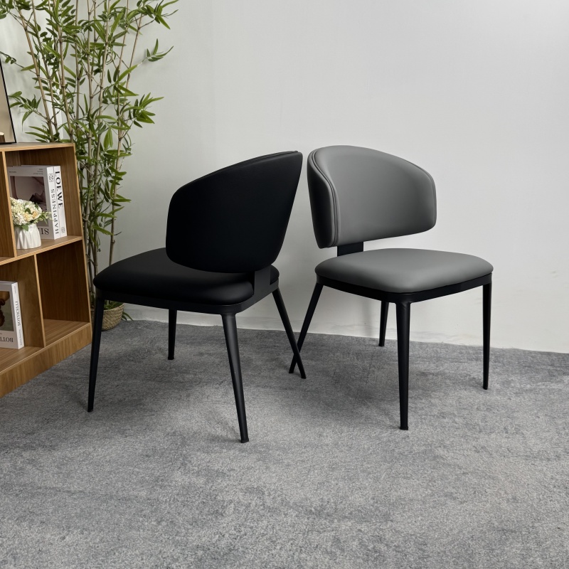 真皮怀抱餐椅现代简约餐桌椅家用靠背椅高级轻奢酒店餐厅凳子