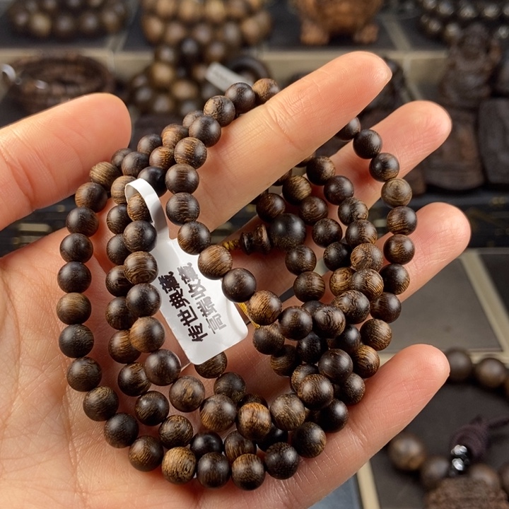 沉香手串?*越南芽庄白棋楠玉化留疤