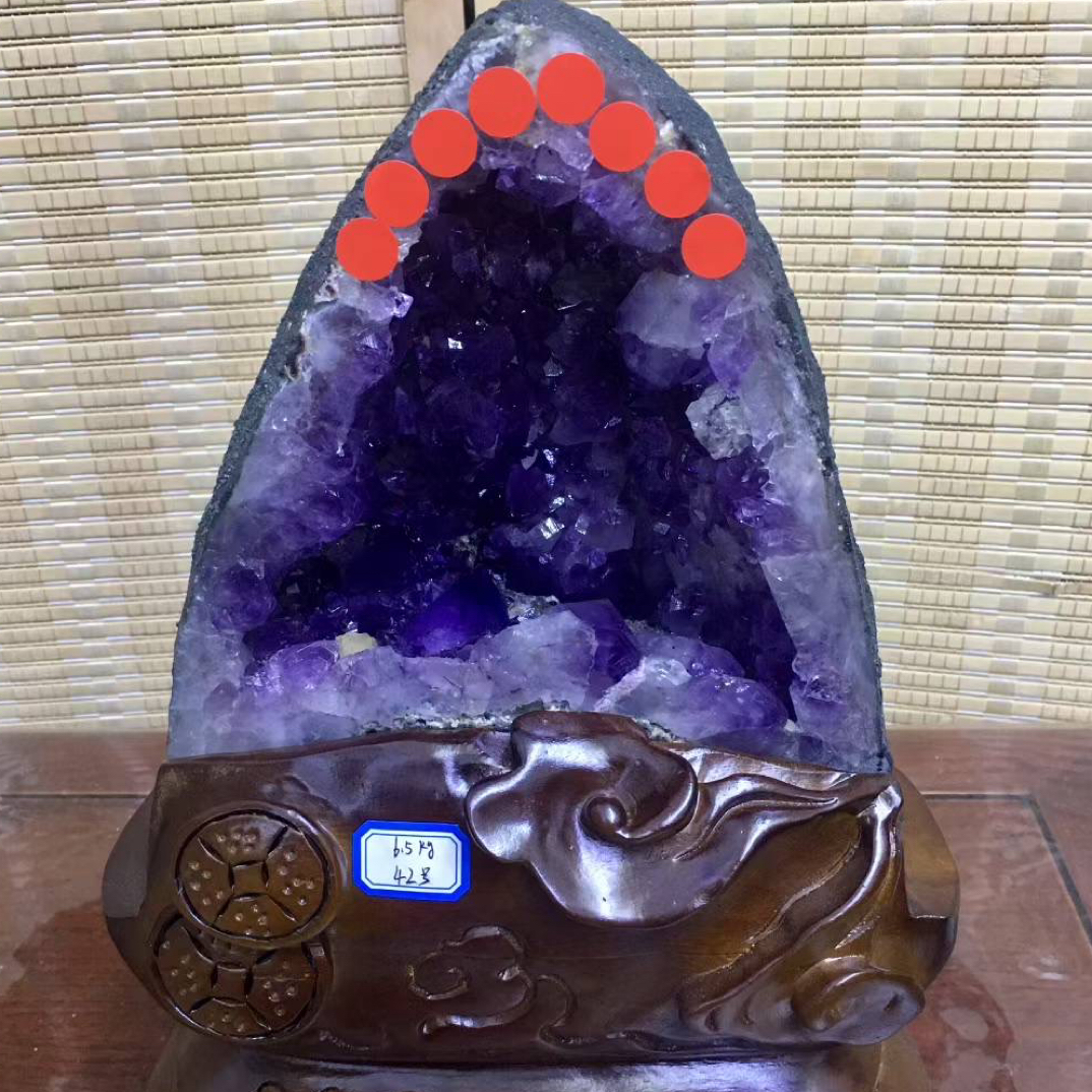 天然巴西原皮原矿紫晶洞客厅书房玄关办公桌摆件