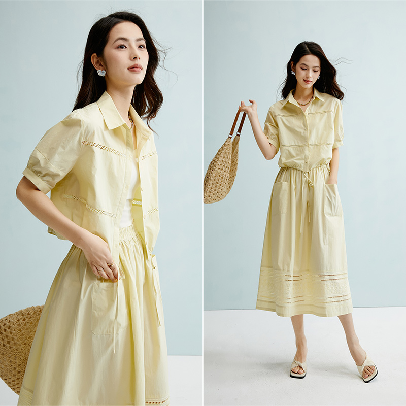 【断码清仓】2025翻领短袖衬衫女25041504