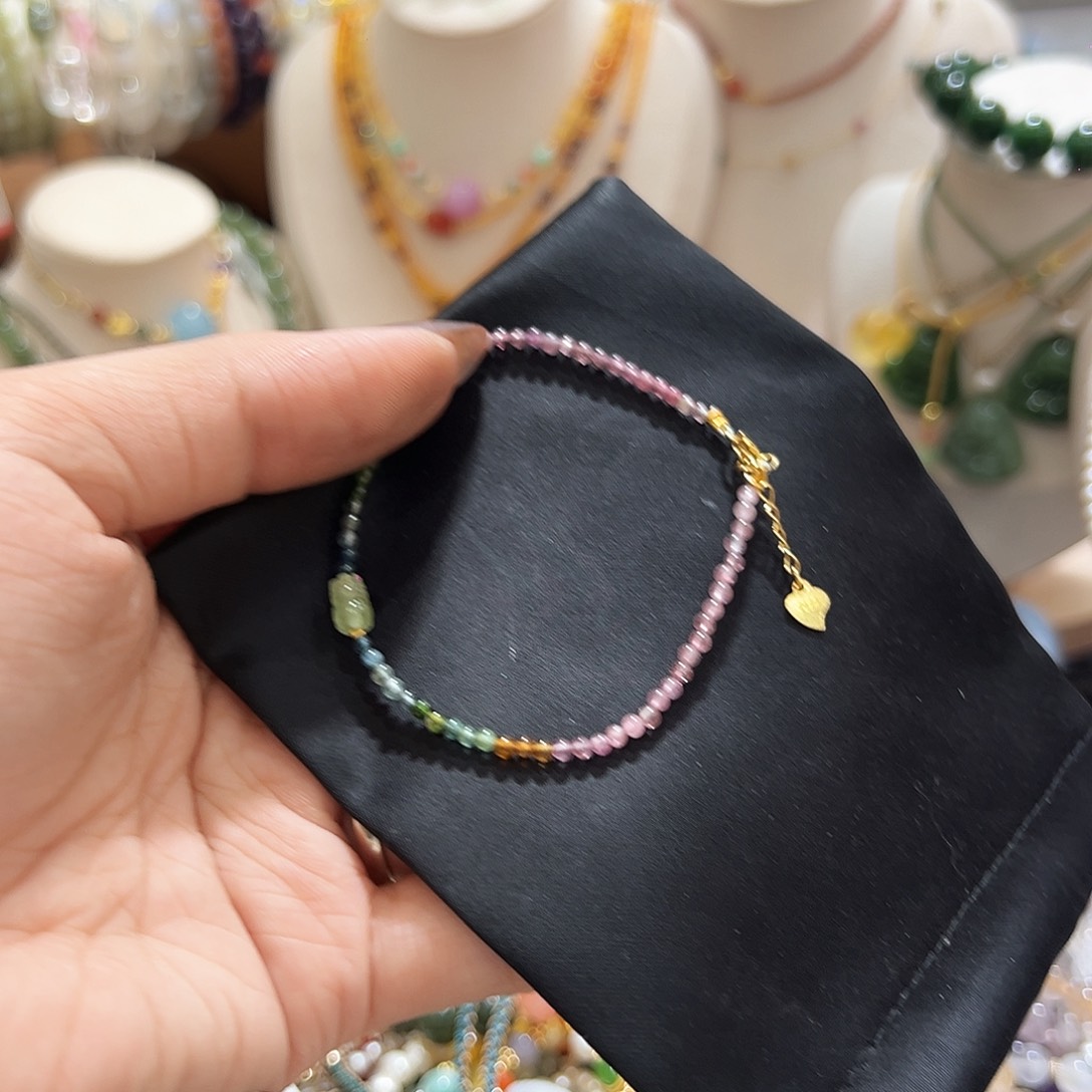 银S925镶嵌手链碧玺用****9