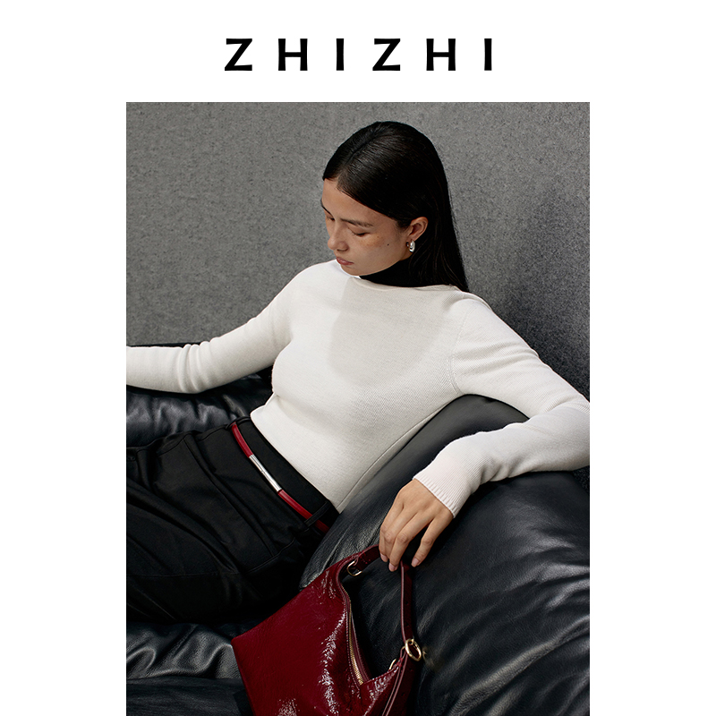 致知 瑞鹤仙 纤云衫简约叠穿全羊毛针织打底衫25新款ZZ2EWKZN001