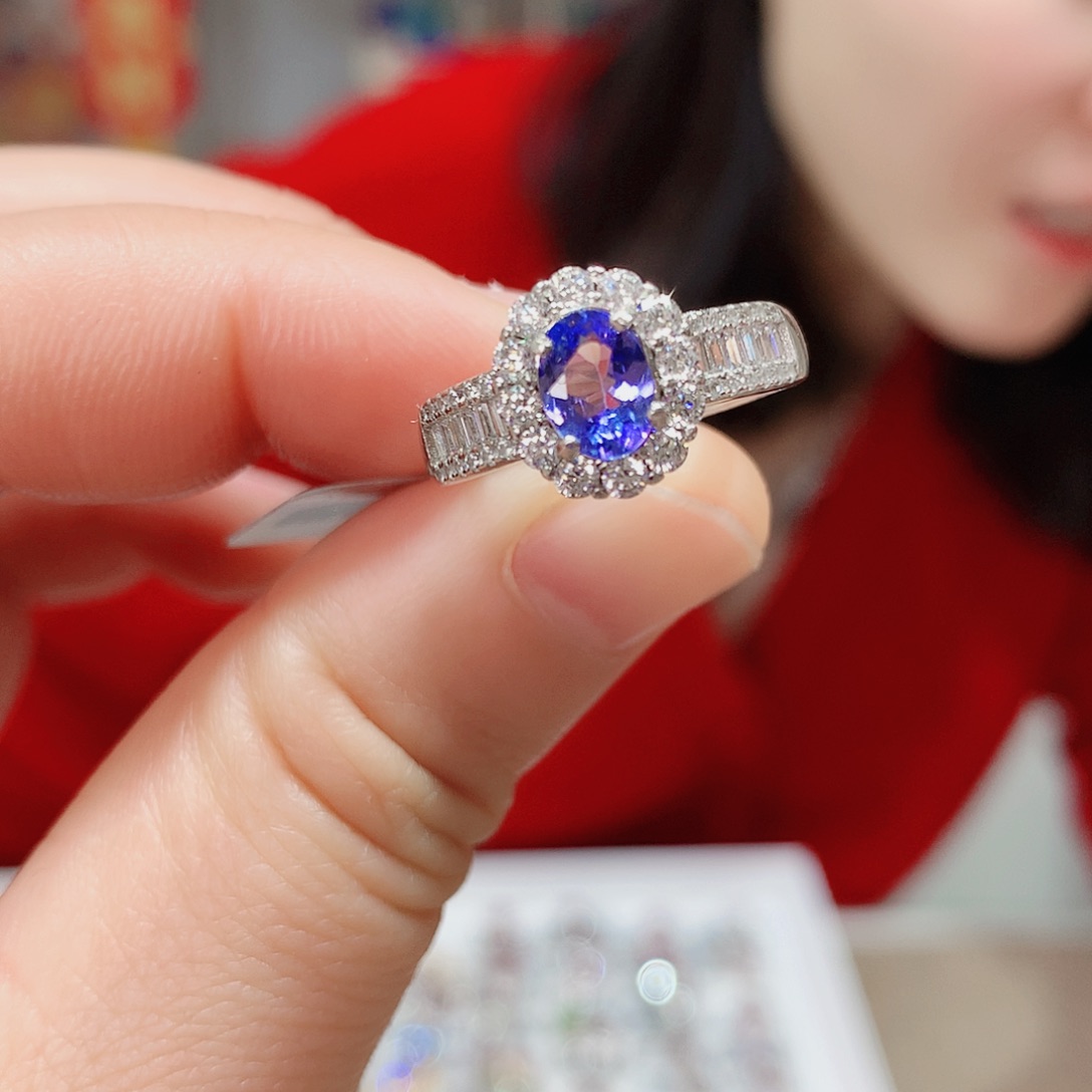 坦桑石戒指银S925镶嵌