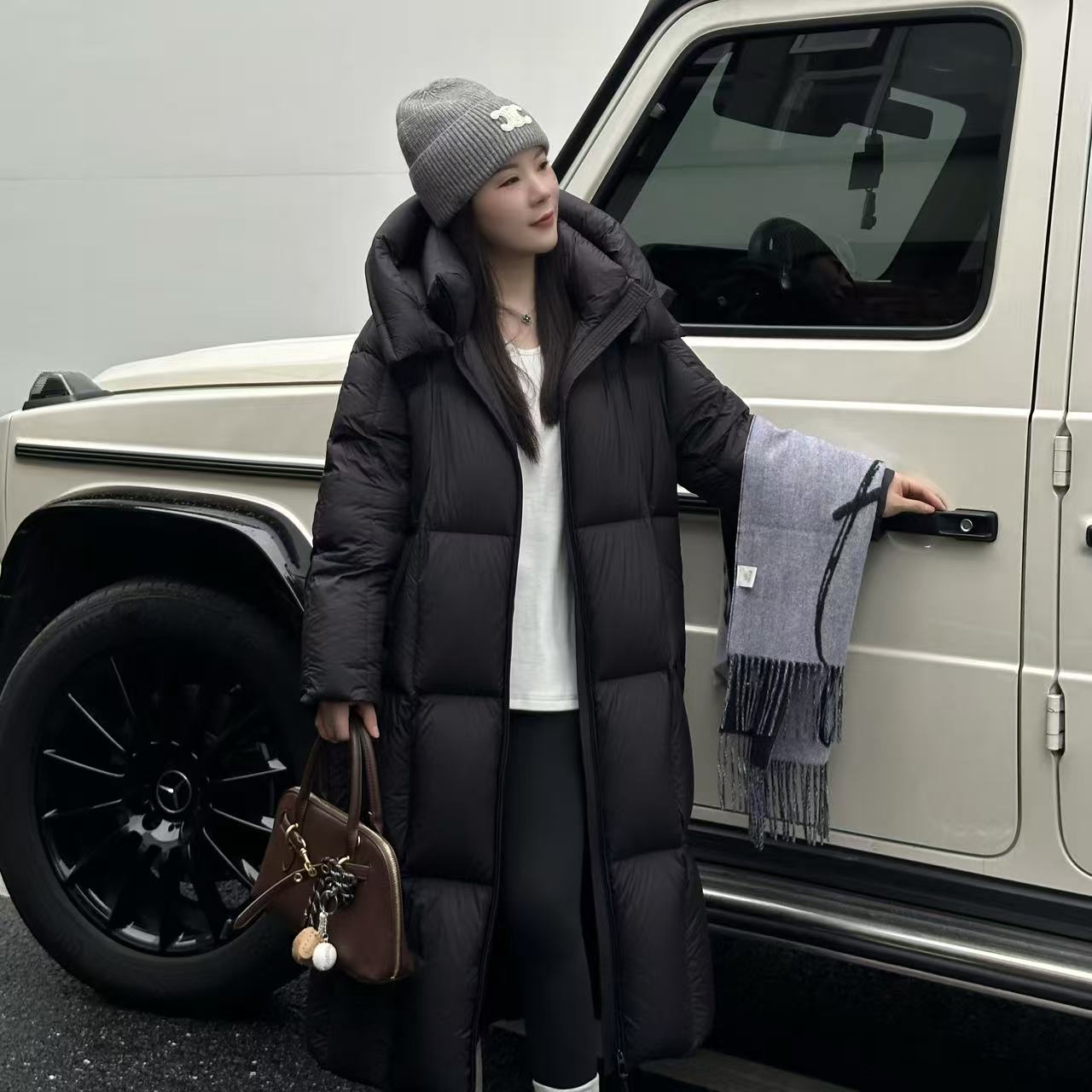 DUMO-900蓬长款25年冬新款连帽保暖羽绒外套25052