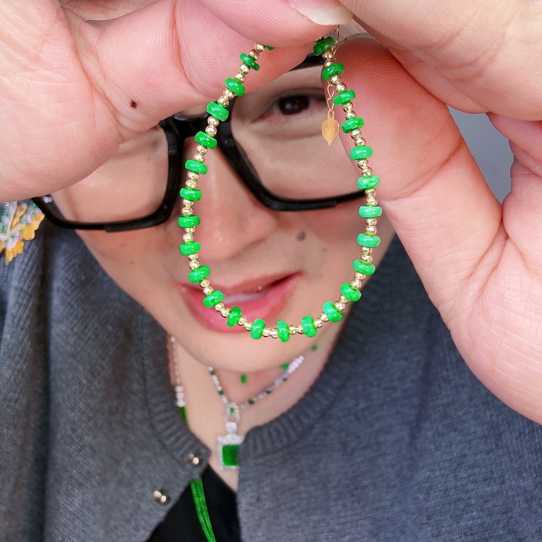 翡翠颈饰18K金镶嵌一个