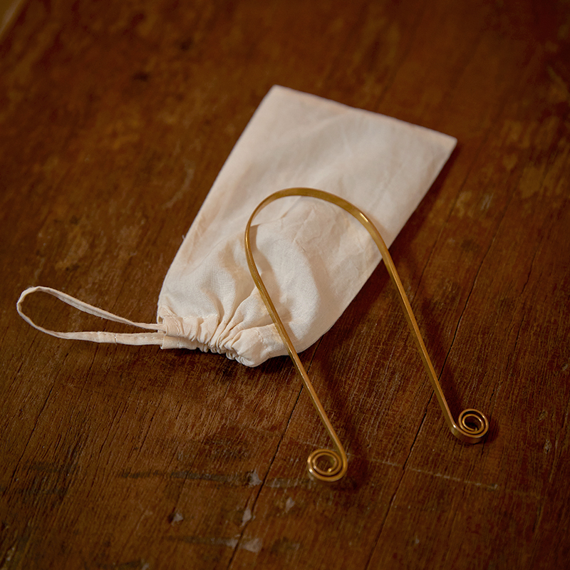 山下的家 刮舌器 传统手工锻造 纯银黄铜刮舌板男女士舌苔刮舌器