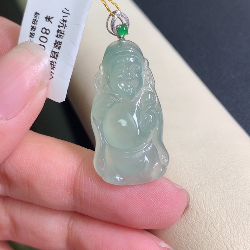 【闪购商品】翡翠颈饰18K金镶嵌财神