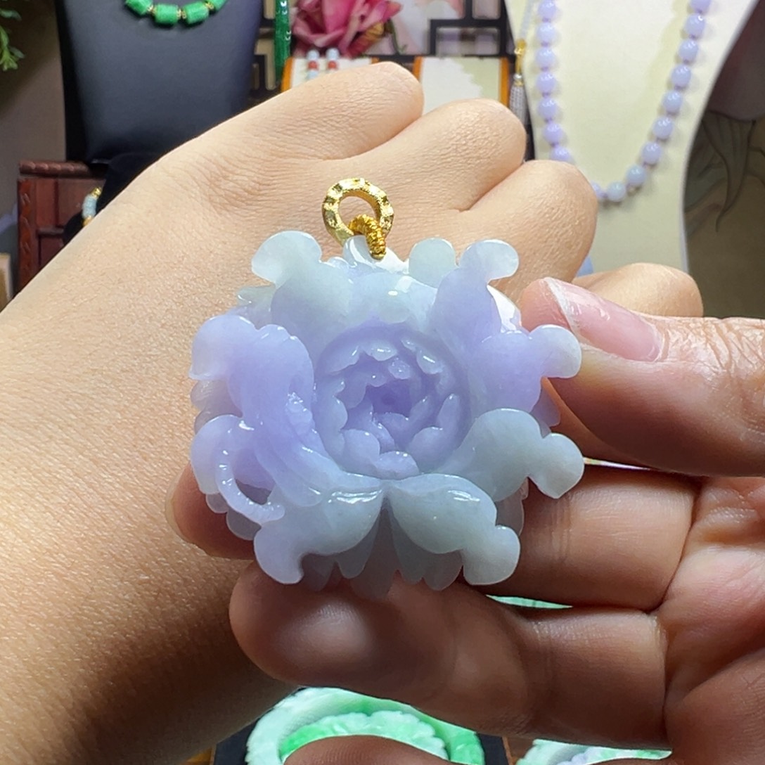 翡翠未镶嵌毛衣链紫