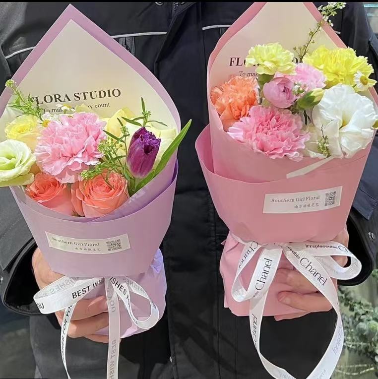 美讶一体式定型片玫瑰花束包装花艺资材包装材料