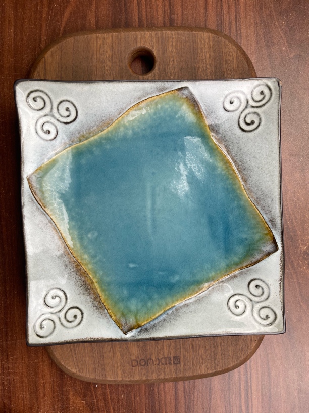 435蓝色冰裂纹复古方盘