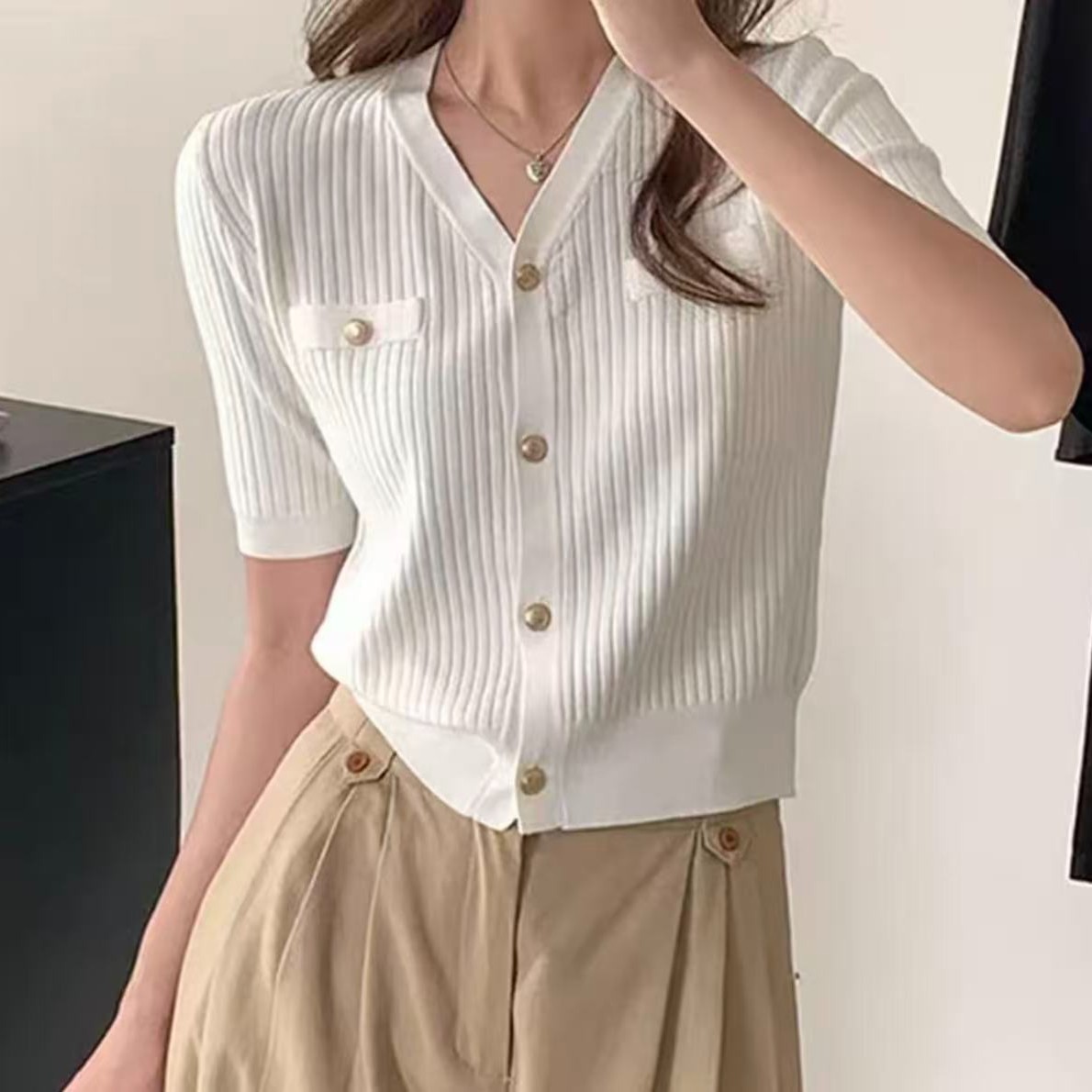 【森朵SENDUO】32~89 高H孤品 设计感柜柜别致气质韩版百搭款女装