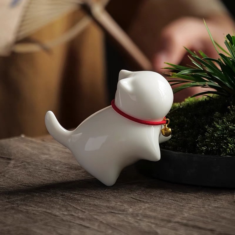 B964-陶瓷白色小猫茶宠YH