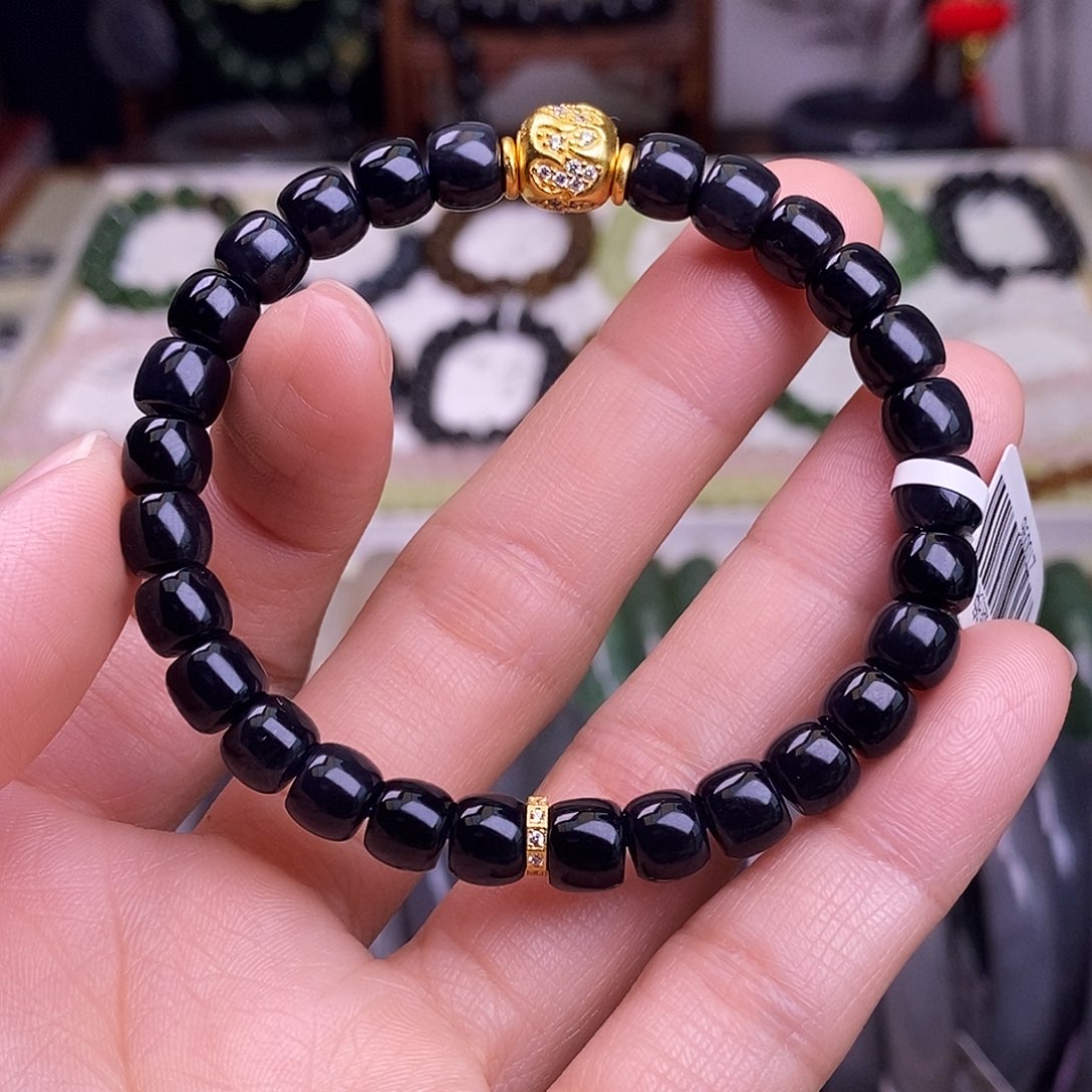 颈饰未镶嵌和田玉浓烟紫帝王紫7mm手串