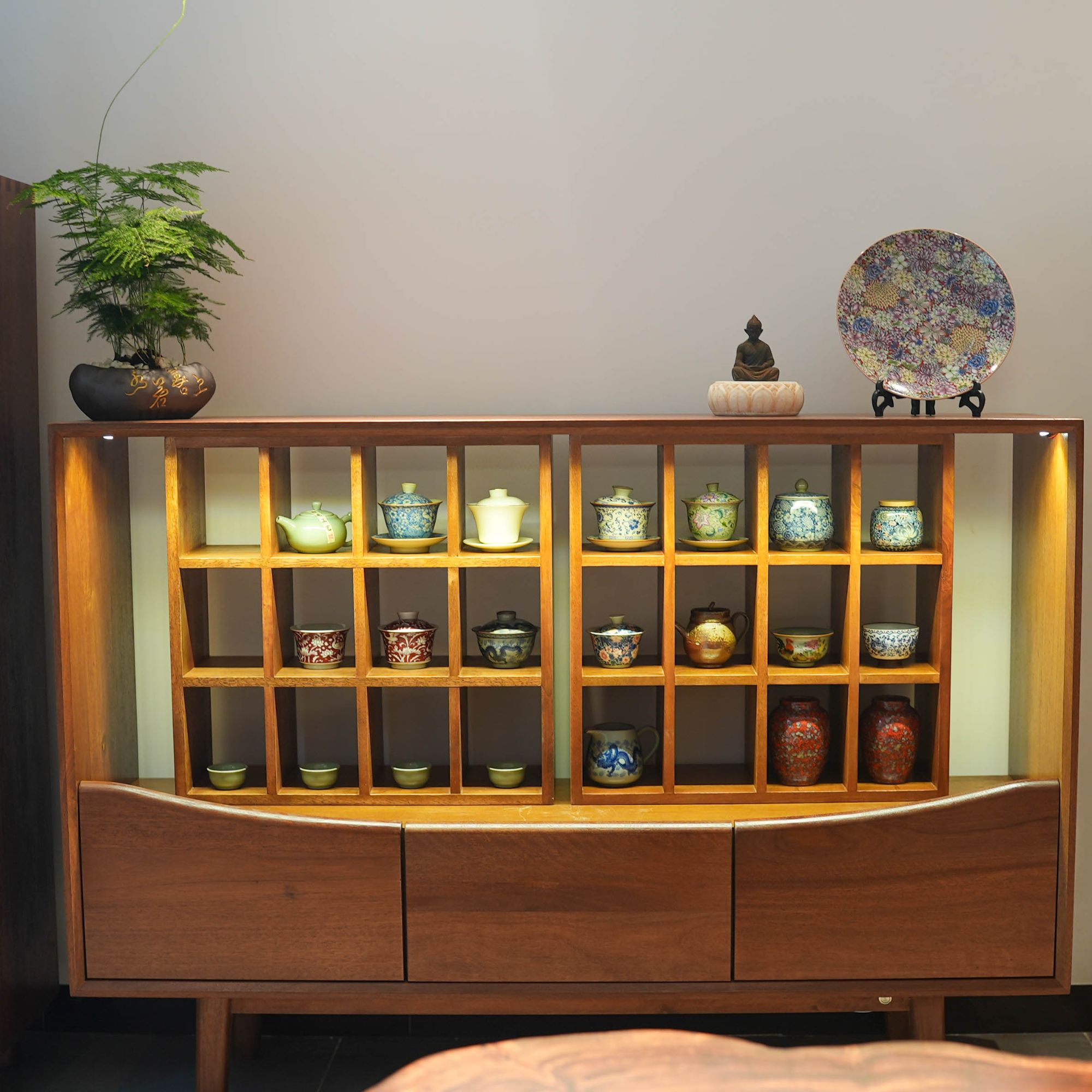 隐茗甄选老槠木多宝格展示柜