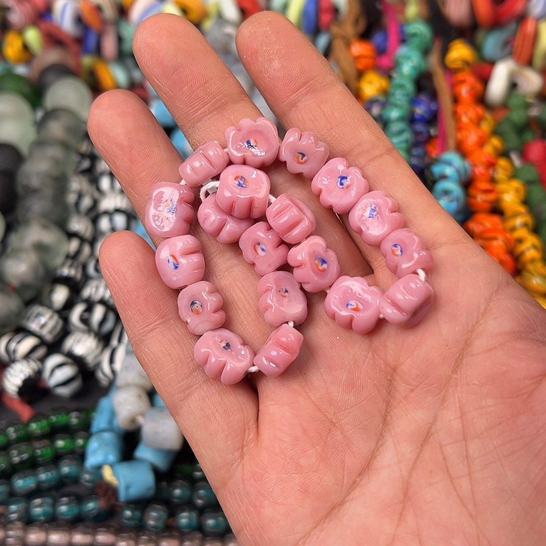 琉璃非金属半天粉色饼干珠