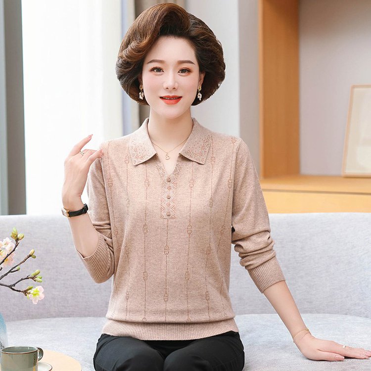 中老年女装2025新款妈妈装秋装长袖针织衫中老年时尚女装秋季