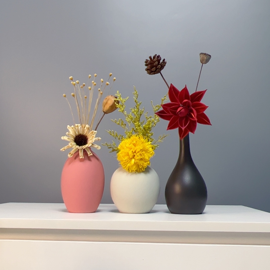 陶瓷花瓶景德镇手作陶瓷花平摆件无孔