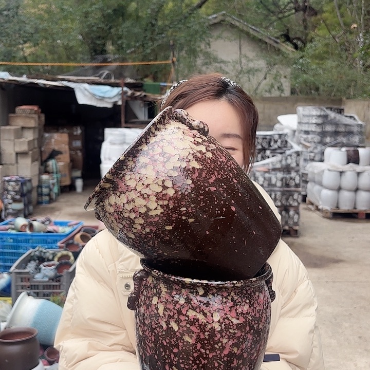 红陶口17高20两个彩