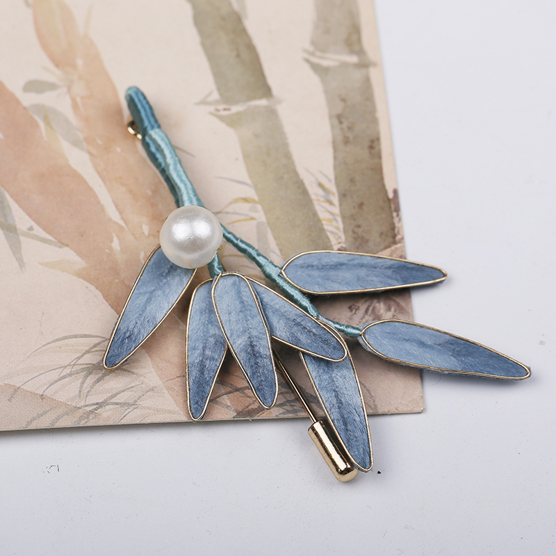 如梦笙嫣【竹叶胸针】（初初专属链接） 3329原创非遗绒花胸针