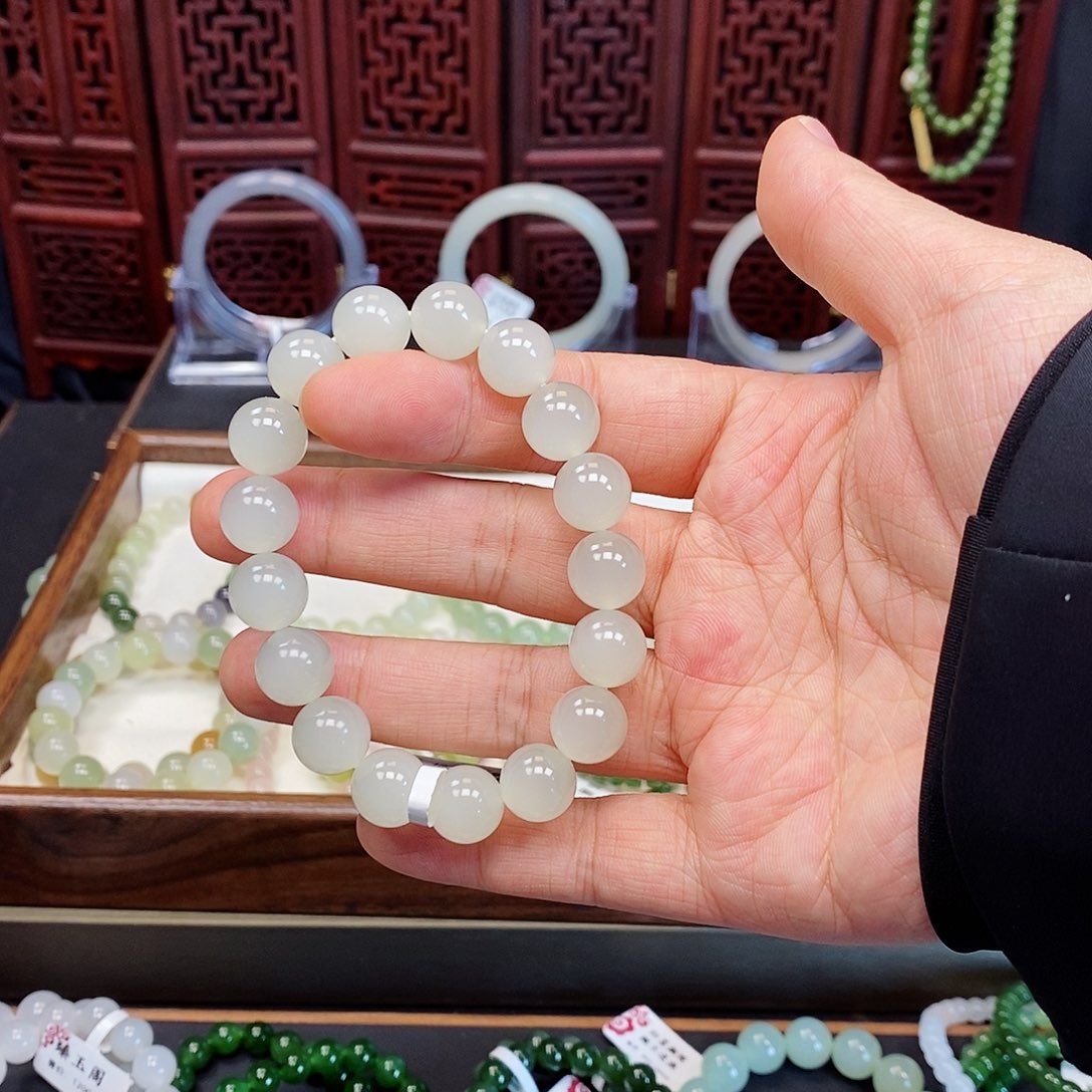 和田玉手串未镶嵌白玉11