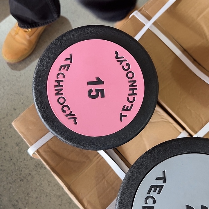 全新纯钢泰诺粉色哑铃15公斤一对