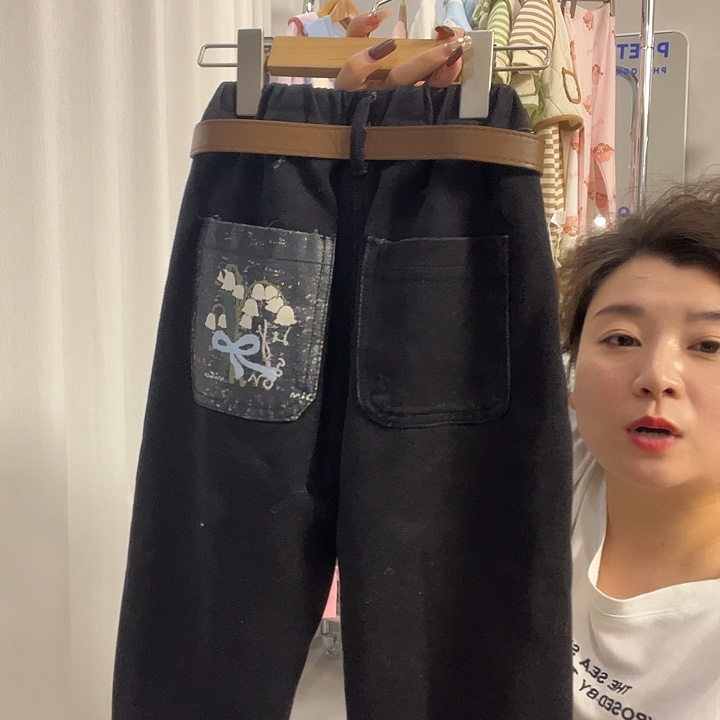 牛仔裤加绒130码女宝