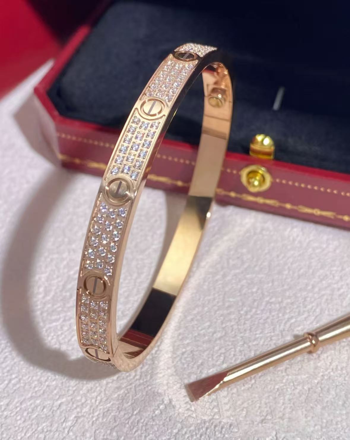 【轻奢V金】宽版镀K金玫瑰金色满天星手镯