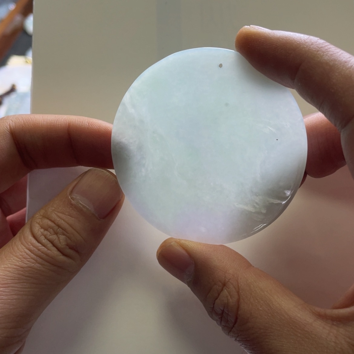 【闪购商品】翡翠颈饰未镶嵌冰春彩无事圆牌