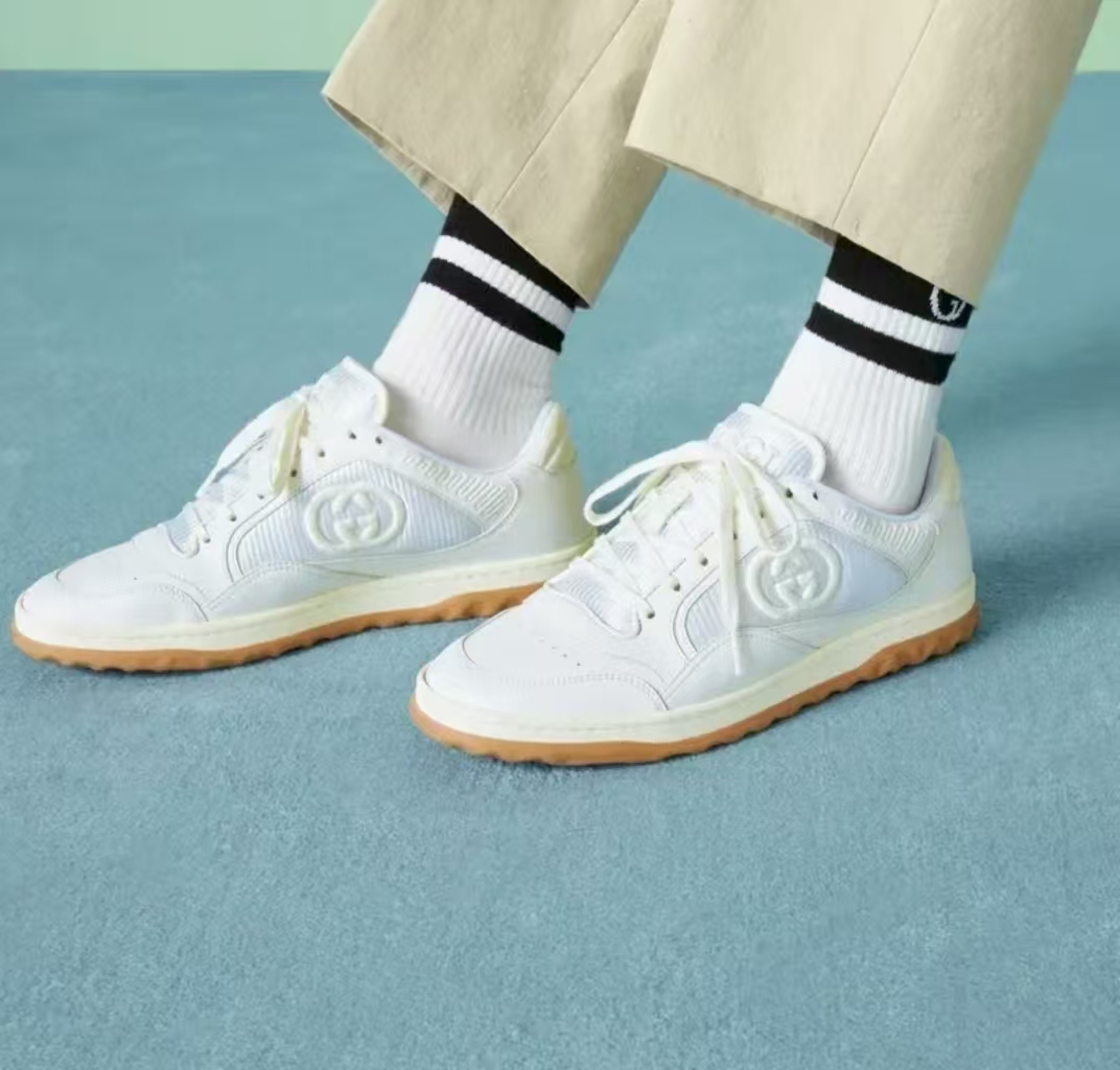未使用 GUCCI/古驰 男款 米白色Mac80织物拼接舒适百搭经典脏脏鞋