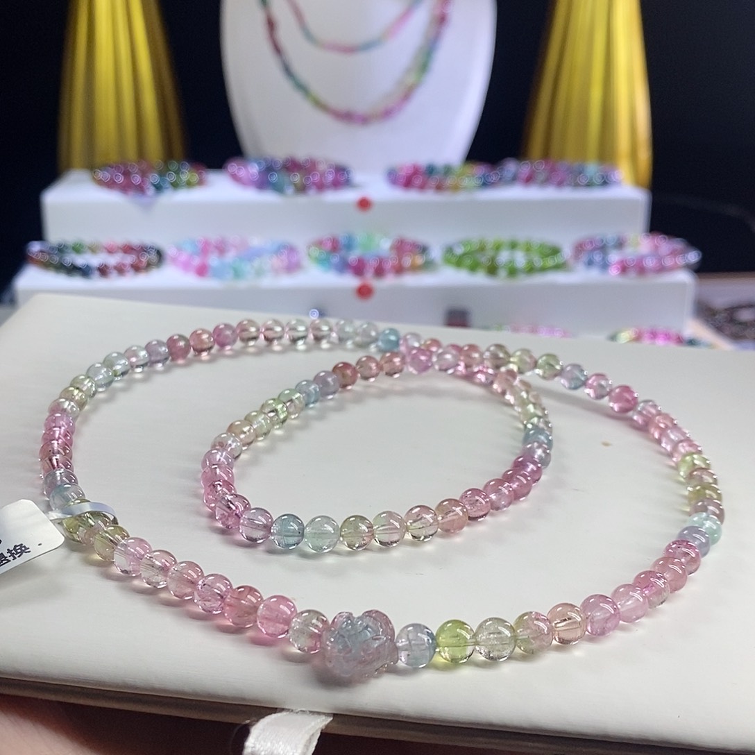 未镶嵌手链碧玺西瓜三圈