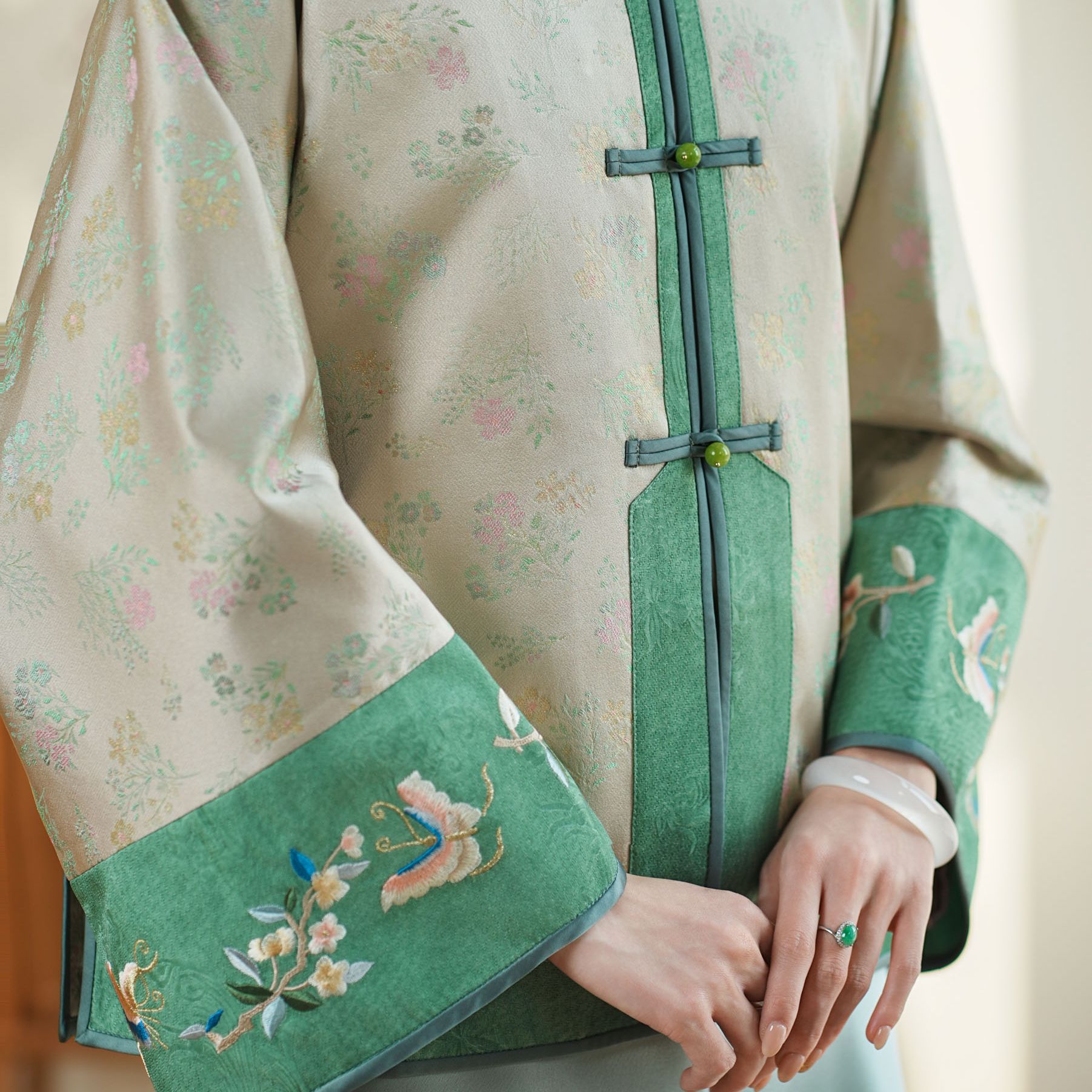 SUYUZHI「春和景明」金皮真丝清新感上衣外套2025春季国风新中式