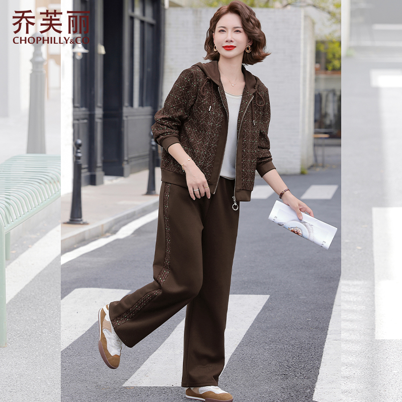 中老年妈妈运动套装春秋50多岁女士秋装2025新款时尚洋气休闲外套