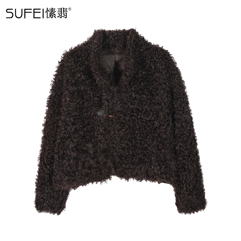 SUFEI/愫翡S54WT1550A 冬季新款简约纯色宽松厚外套 1550