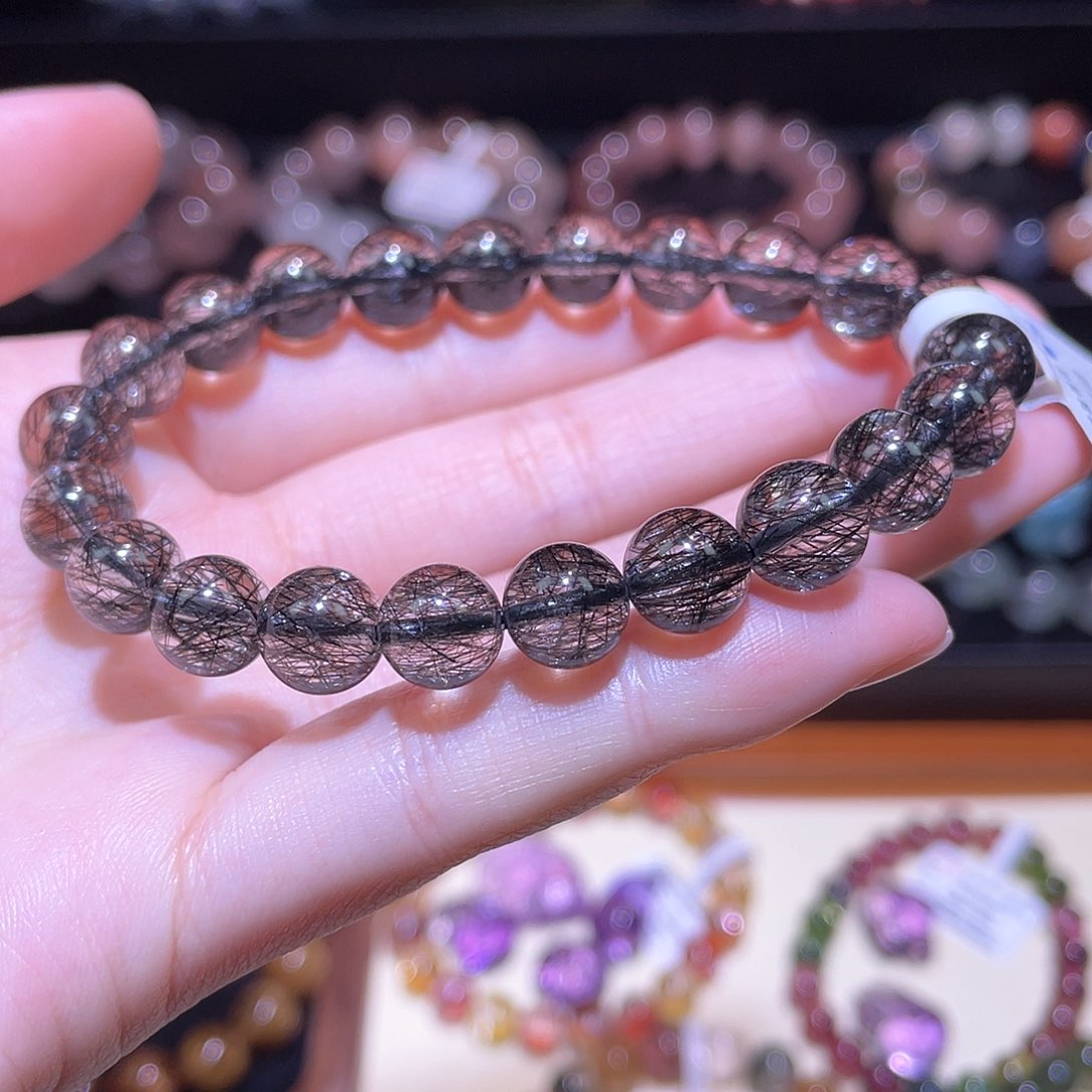 水晶手链未镶嵌发晶手链，晶体通透8.8