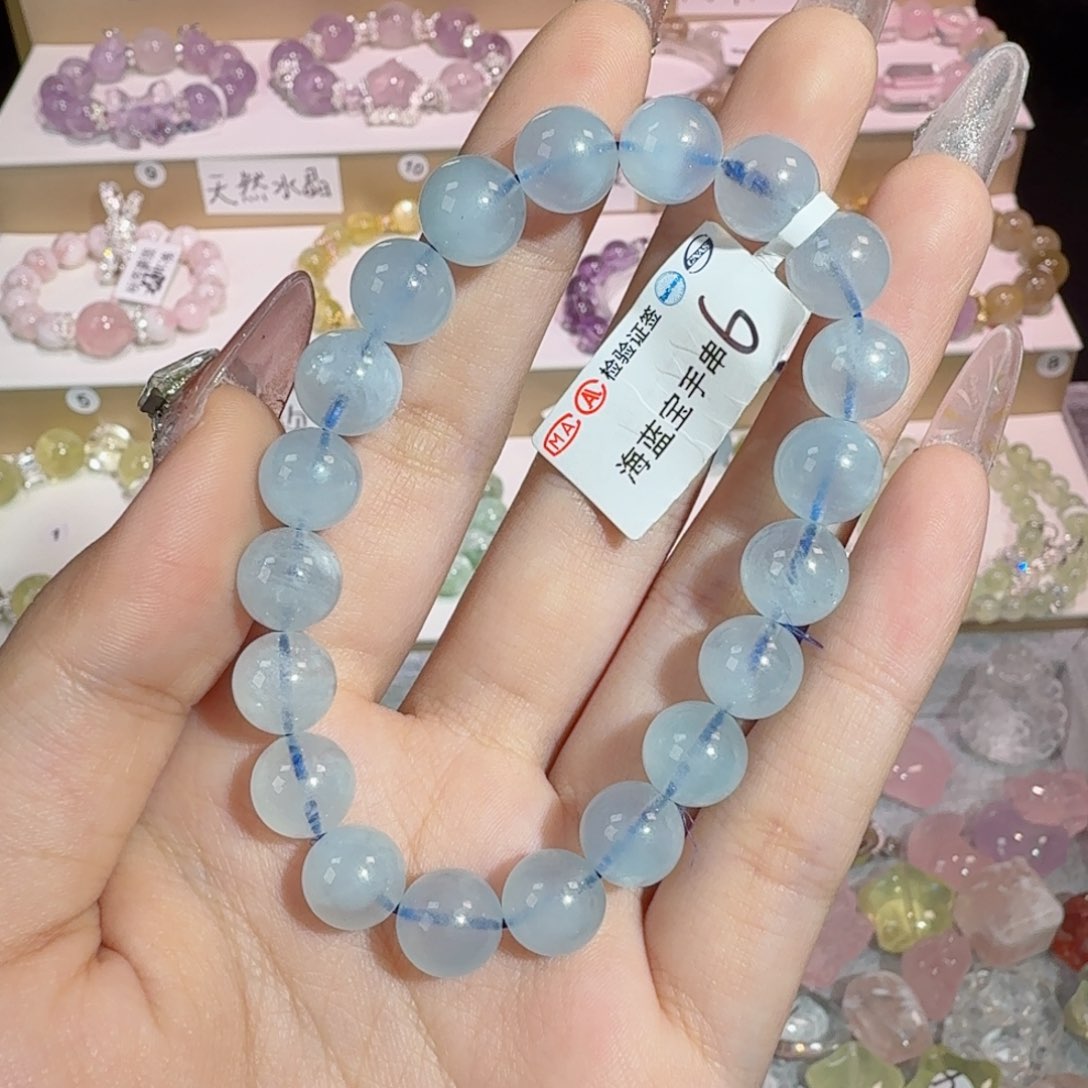 水晶手串未镶嵌海蓝宝