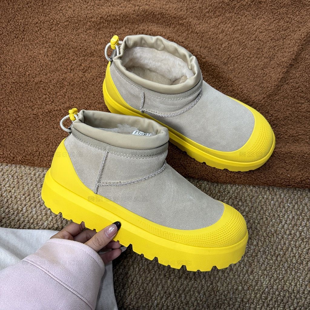 【王一博高帮】王一博mini款真皮真羊毛保暖雪地靴时尚休闲
