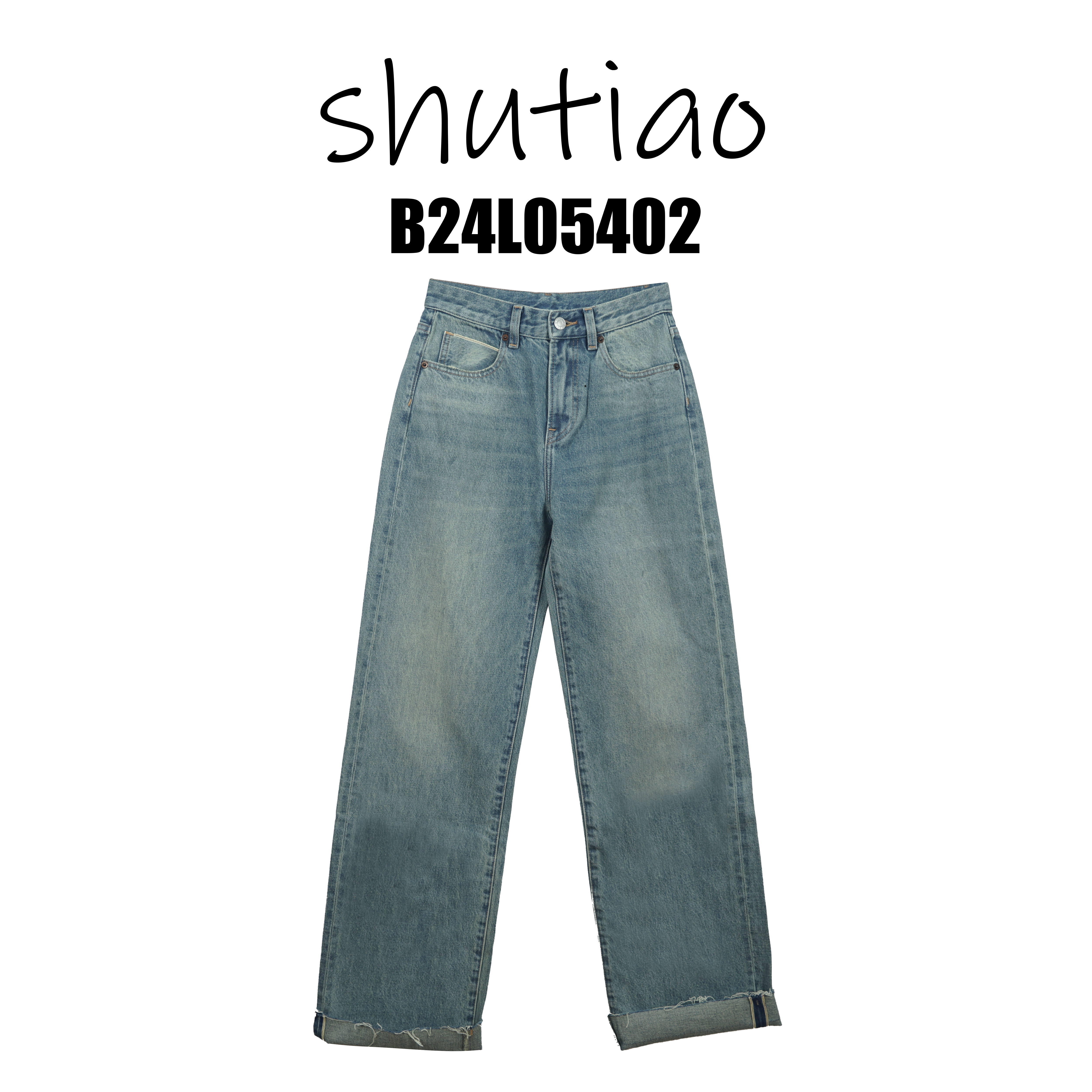 【SHUTIAO】2025春夏：新款小众设计款牛仔裤B24L05402